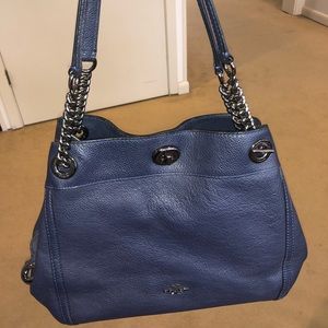 100% authentic blue leather Coach bag